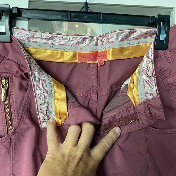 Manila Grace Chino Denim Burgundy - Picture 10 of 15